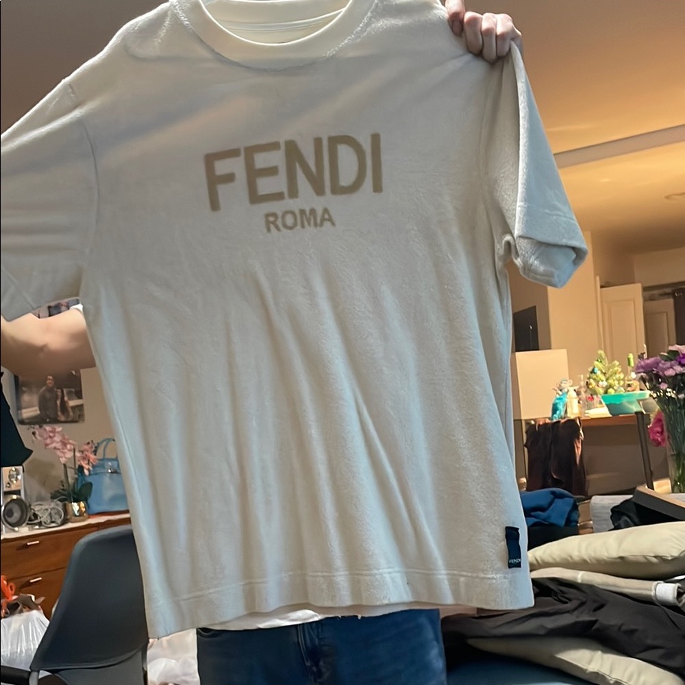 Fendi Cream Short Sleeve Tee Classic Style